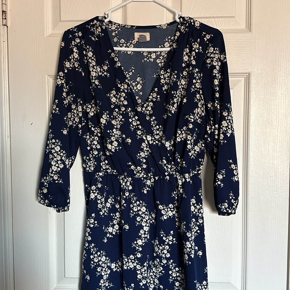 Old Navy Navy Blue Floral Dress